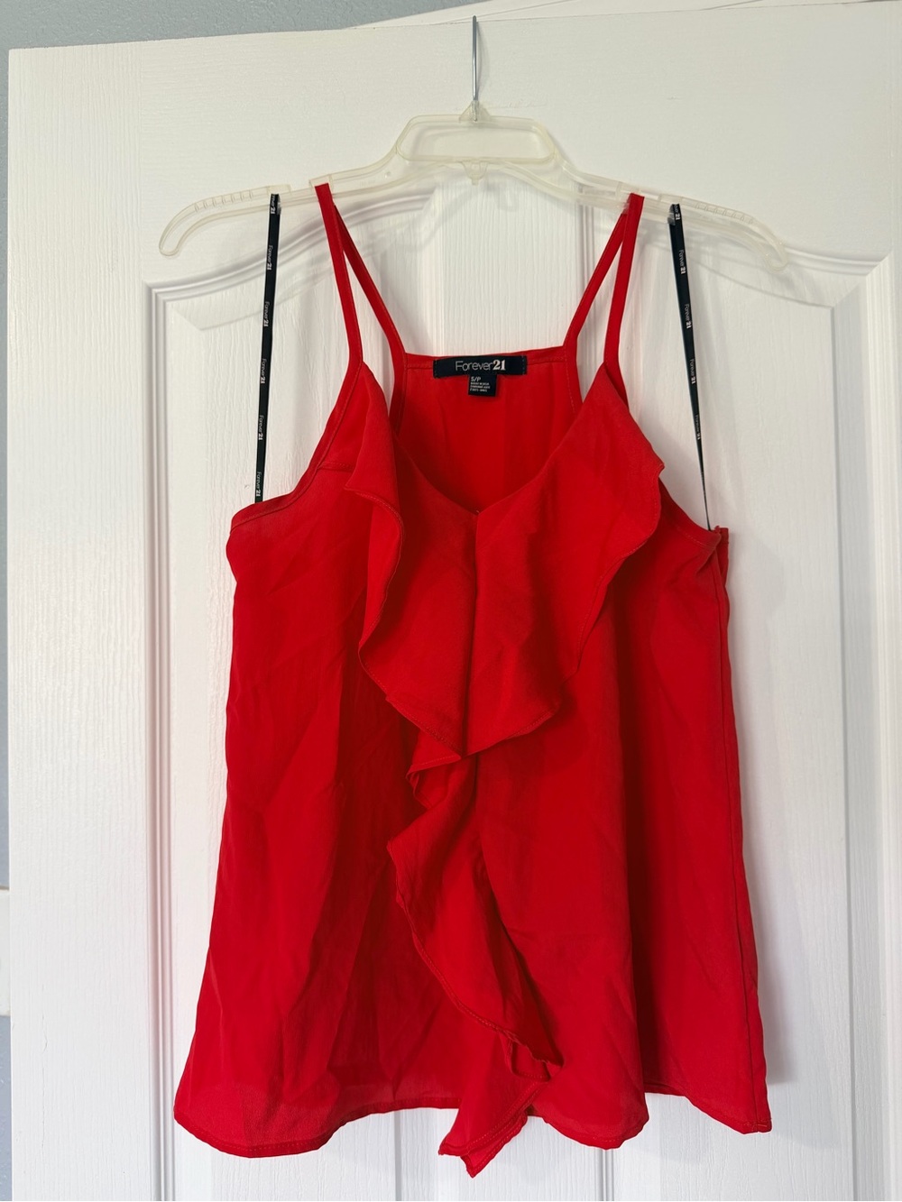 {Forever 21} Bright Red Ruffled Double-Strap Cami Breezy Ultra-Lightweight